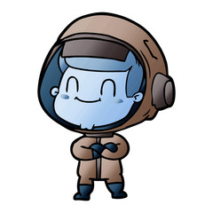 happy cartoon astronaut man