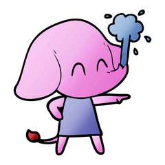 cute cartoon elephant spouting water