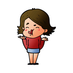 Obraz premium cartoon girl pulling face