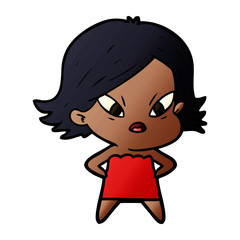 cartoon stressed woman