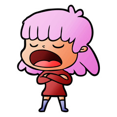 cartoon woman talking loudly