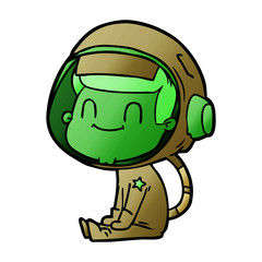 happy cartoon astronaut