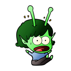 cartoon shocked alien girl