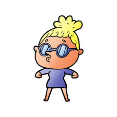 cartoon woman wearing glasses