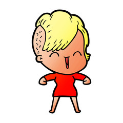 cartoon happy hipster girl