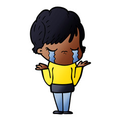 cartoon woman crying