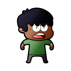 worried cartoon boy