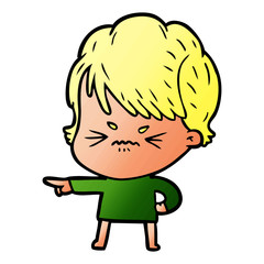 cartoon frustrated woman