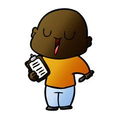 happy cartoon bald man