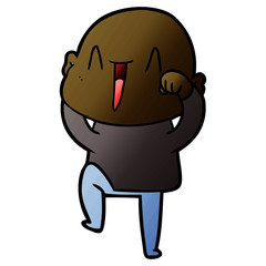 happy cartoon bald man