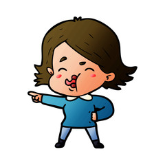 cartoon girl pulling face