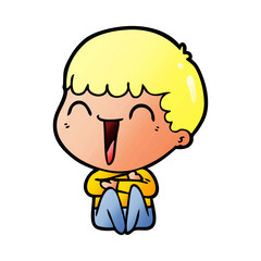 cartoon happy man laughing