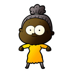cartoon happy old woman