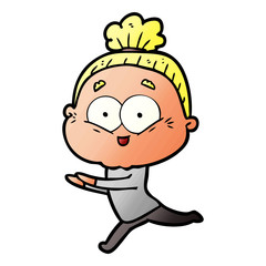 cartoon happy old woman