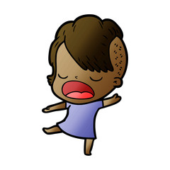 cartoon cool hipster girl talking