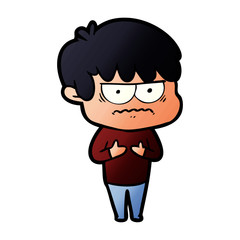 annoyed cartoon boy