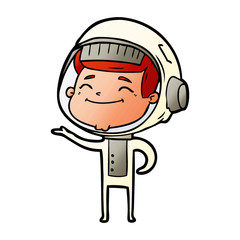 happy cartoon astronaut