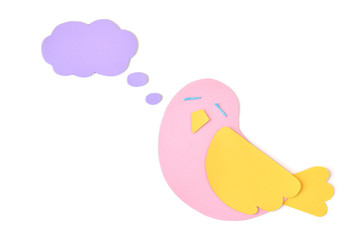 Lovebird paper cut on white background - isolated