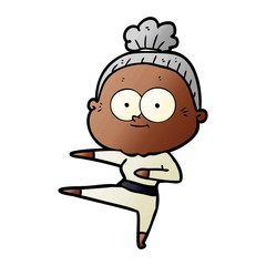 cartoon happy old woman