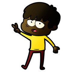 cartoon exhausted boy