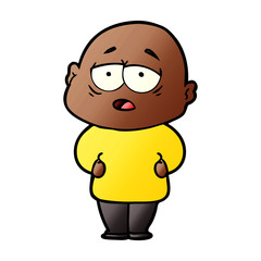 cartoon tired bald man
