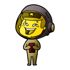 cartoon laughing astronaut