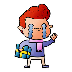 Obraz premium cartoon man crying