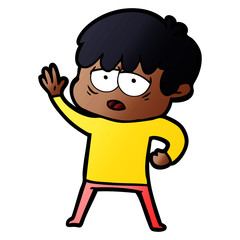 cartoon exhausted boy