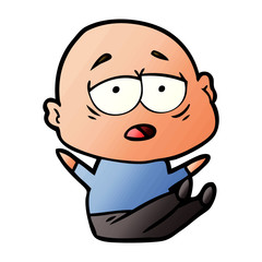 Obraz premium cartoon tired bald man