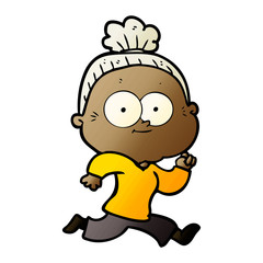 cartoon happy old woman