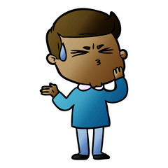 cartoon man sweating