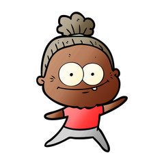 Obraz premium cartoon happy old woman