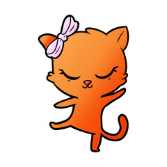 cute cartoon cat with bow