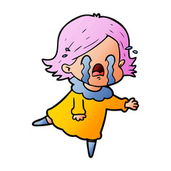 cartoon woman crying