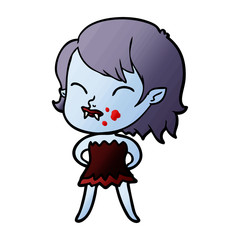 cartoon vampire girl with blood on cheek