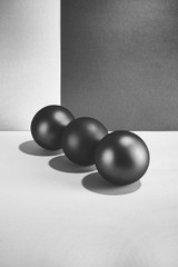 Abstract black and white still-life with balls