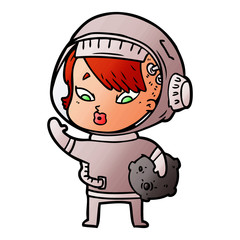 cartoon astronaut woman