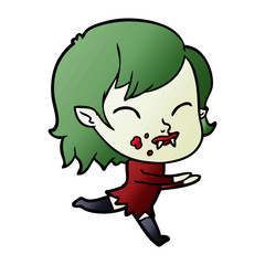 cartoon vampire girl with blood on cheek