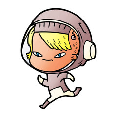 Obraz premium cartoon astronaut woman