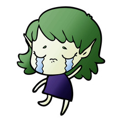cartoon crying elf girl