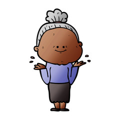 cartoon happy old woman