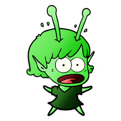 cartoon shocked alien girl