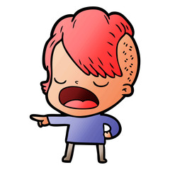 cartoon cool hipster girl talking