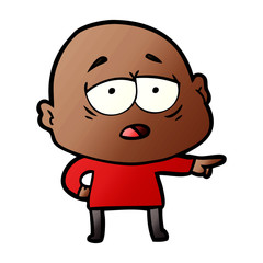 cartoon tired bald man