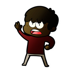 worried cartoon boy