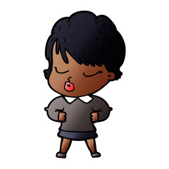 cartoon woman with eyes shut