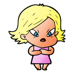 cartoon stressed woman