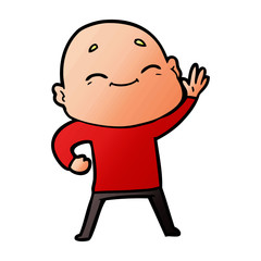 happy cartoon bald man