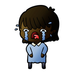 Fototapeta premium cartoon girl crying