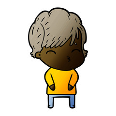 cartoon woman thinking